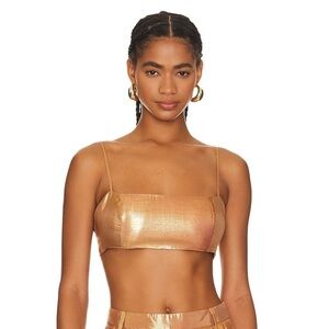 REVOLVE x Retrofête Vedra Metallic Silk Bra Top Nude Glitter Gold M